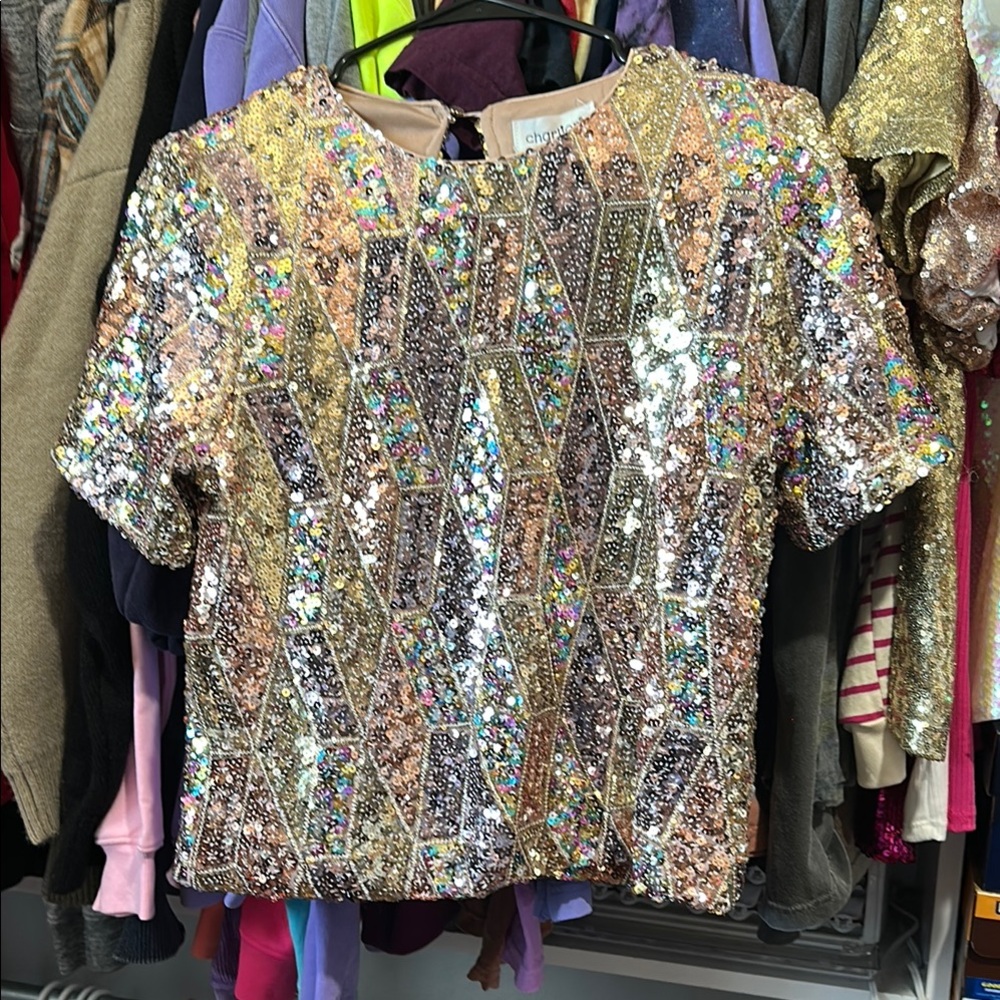 Gold and Silver Sequin Blouse with Relaxed Fit